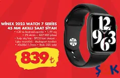 WİNEX 2023 WATCH 7 SERİES 45 MM AKILLI SAAT SİYAH fiyat ve kampanya bilgisi